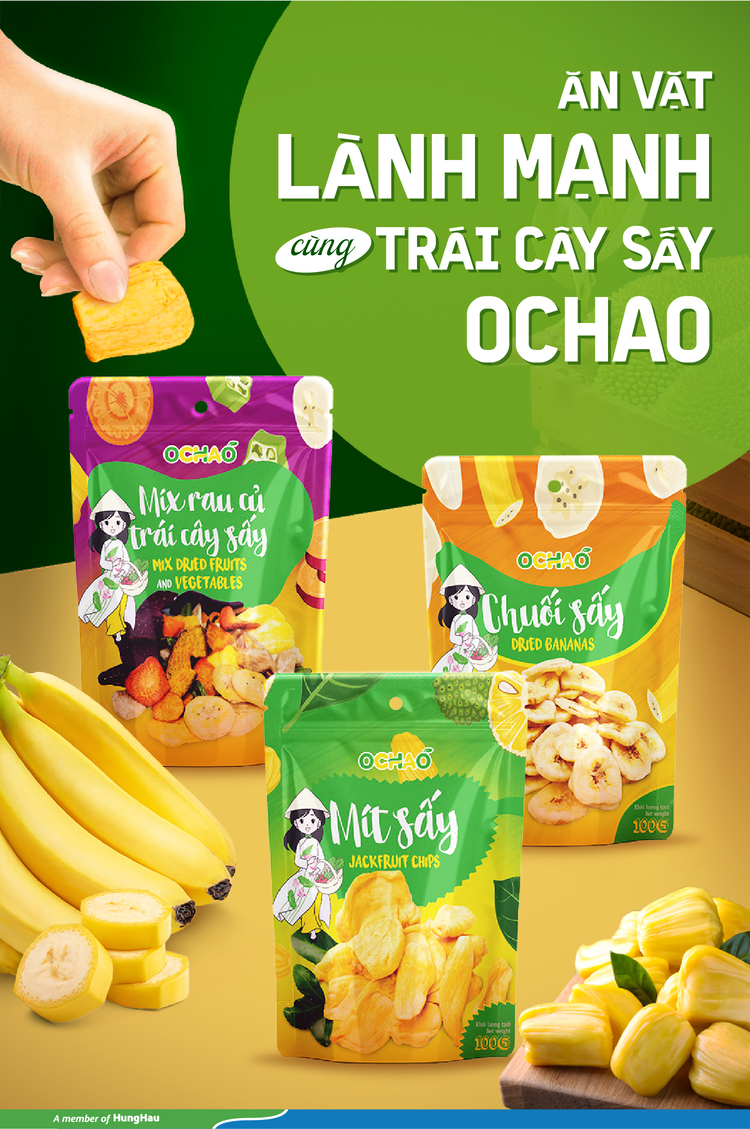 Chuối sấy giòn OCHAO là một món ăn vặt lành mạnh cho sức khỏe người Việt