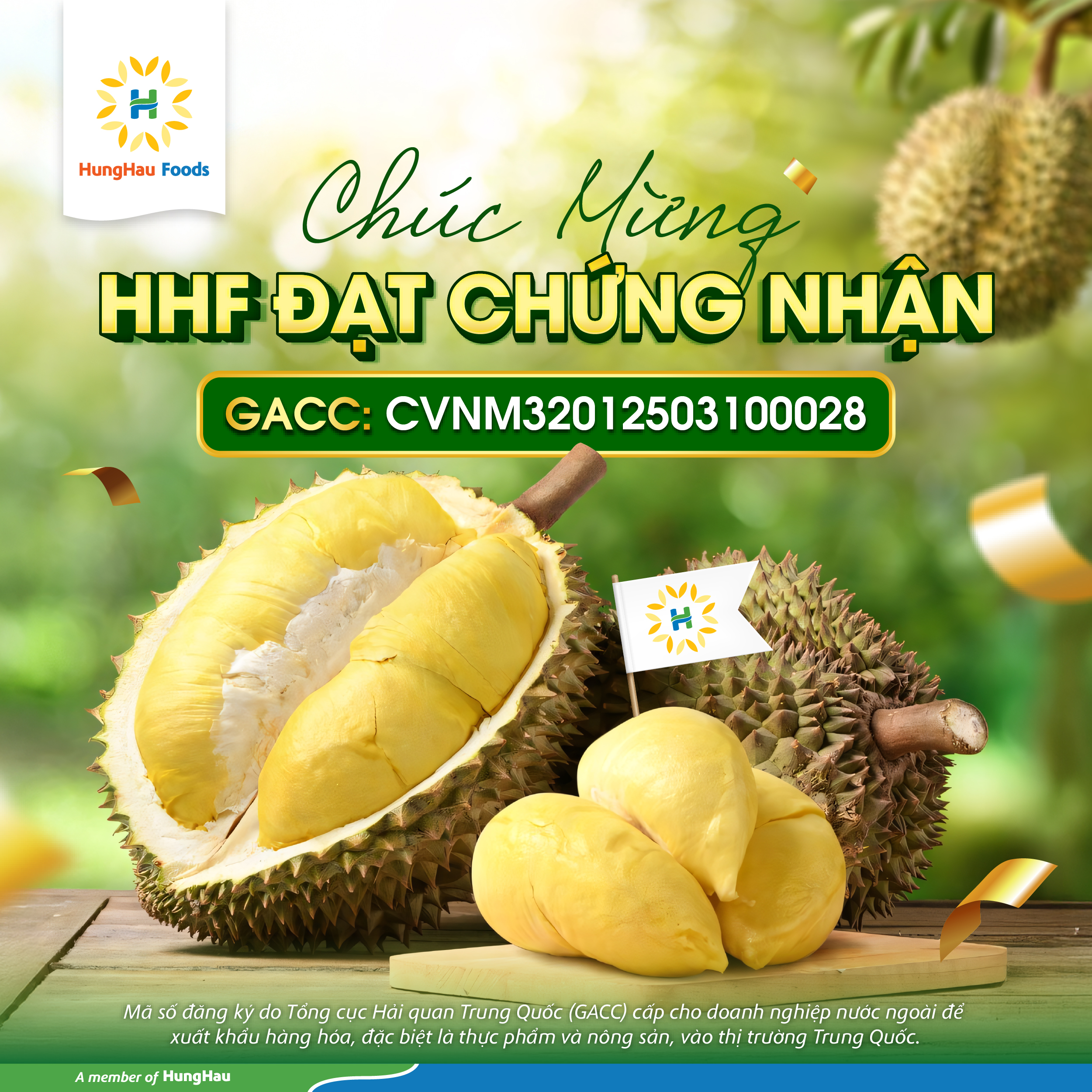 HÙNG HẬU FOODS ĐẠT CHỨNG NHẬN GACC