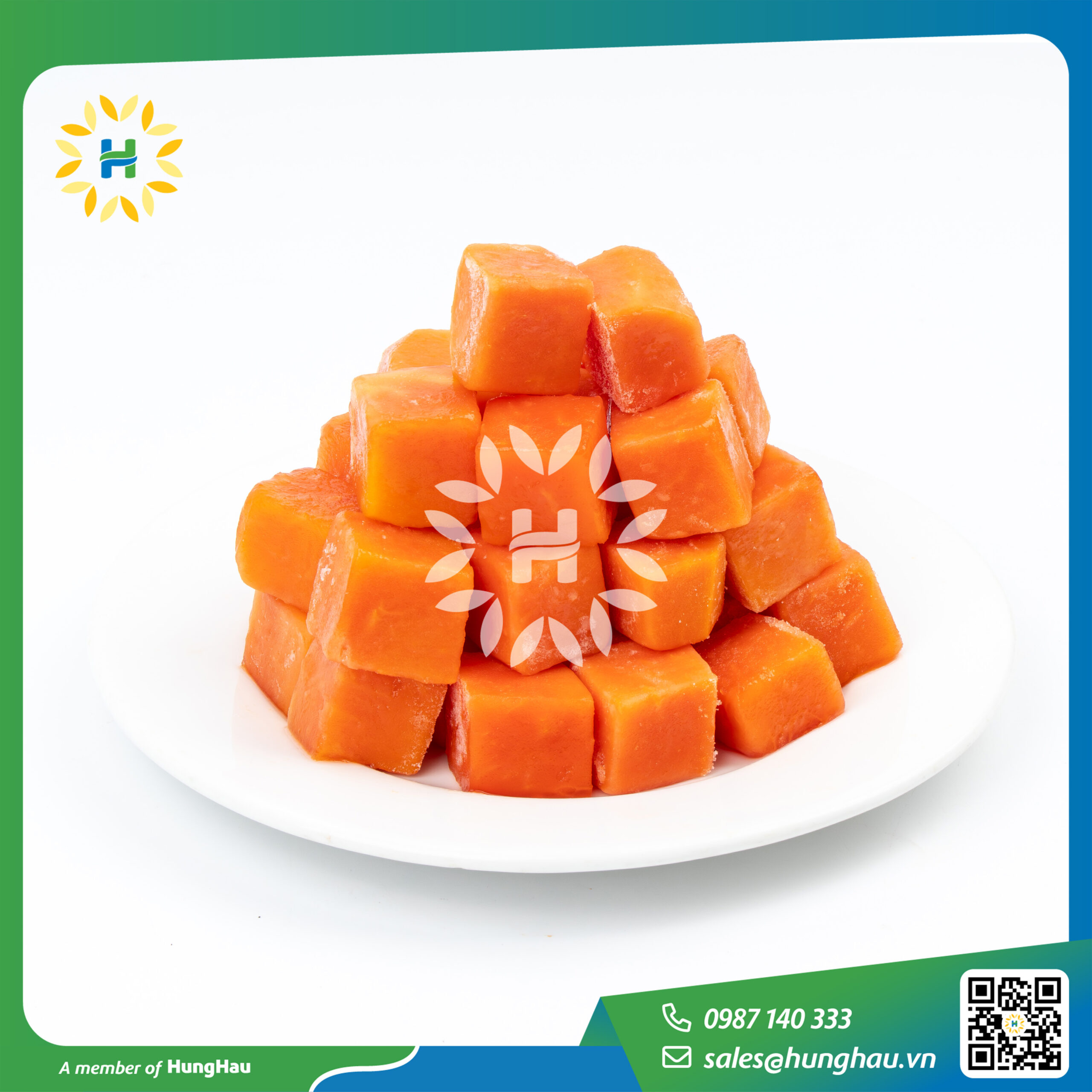 Đu đủ cắt dices đông lạnh HungHau Foods