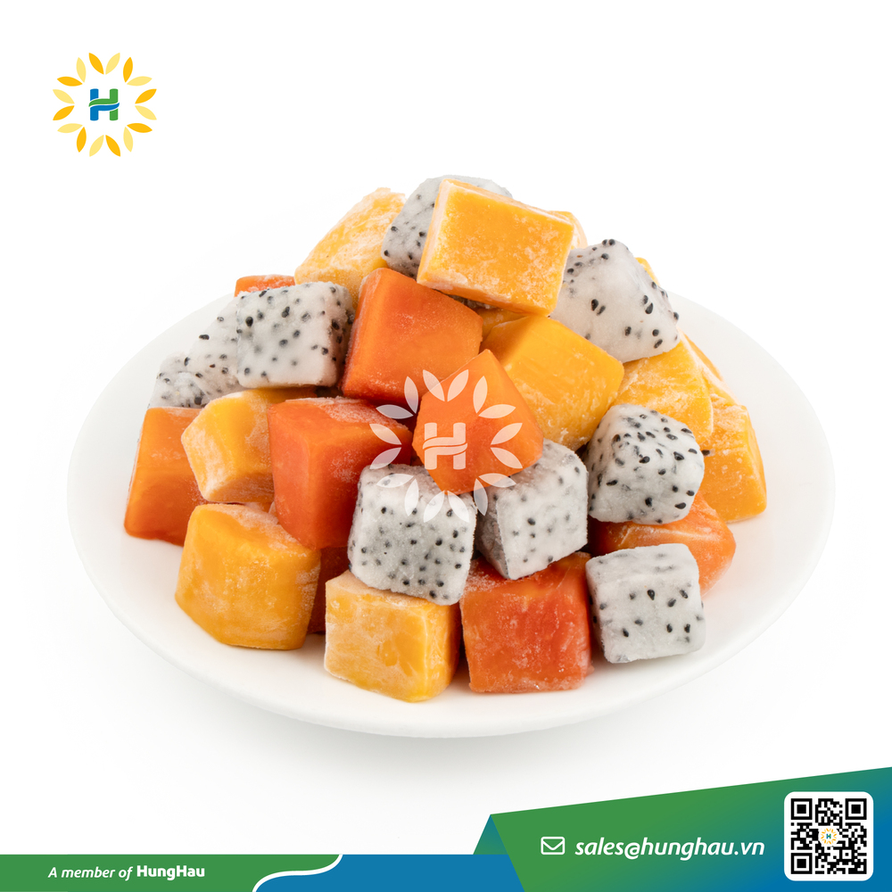 IQF Mixed Fruit HungHau FoodsIncludes mango, papaya, and white dragon fruit.