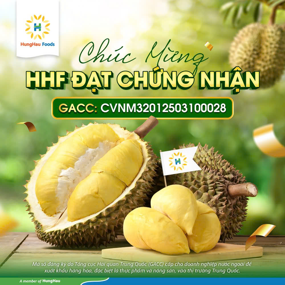 Official GACC certification for frozen durian export granted to HungHau Foods