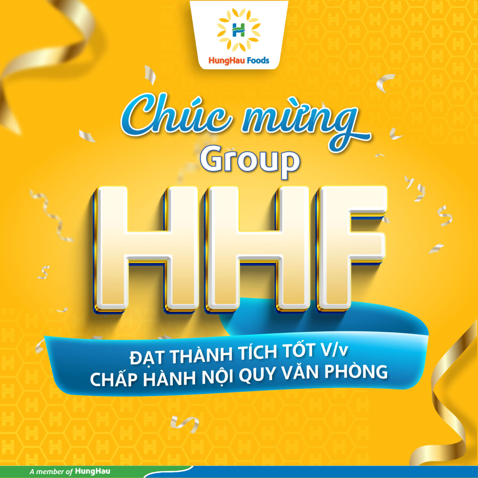 Chúc mừng HHF đạt thành tích tốt, chấp hành nội quy văn phòng.