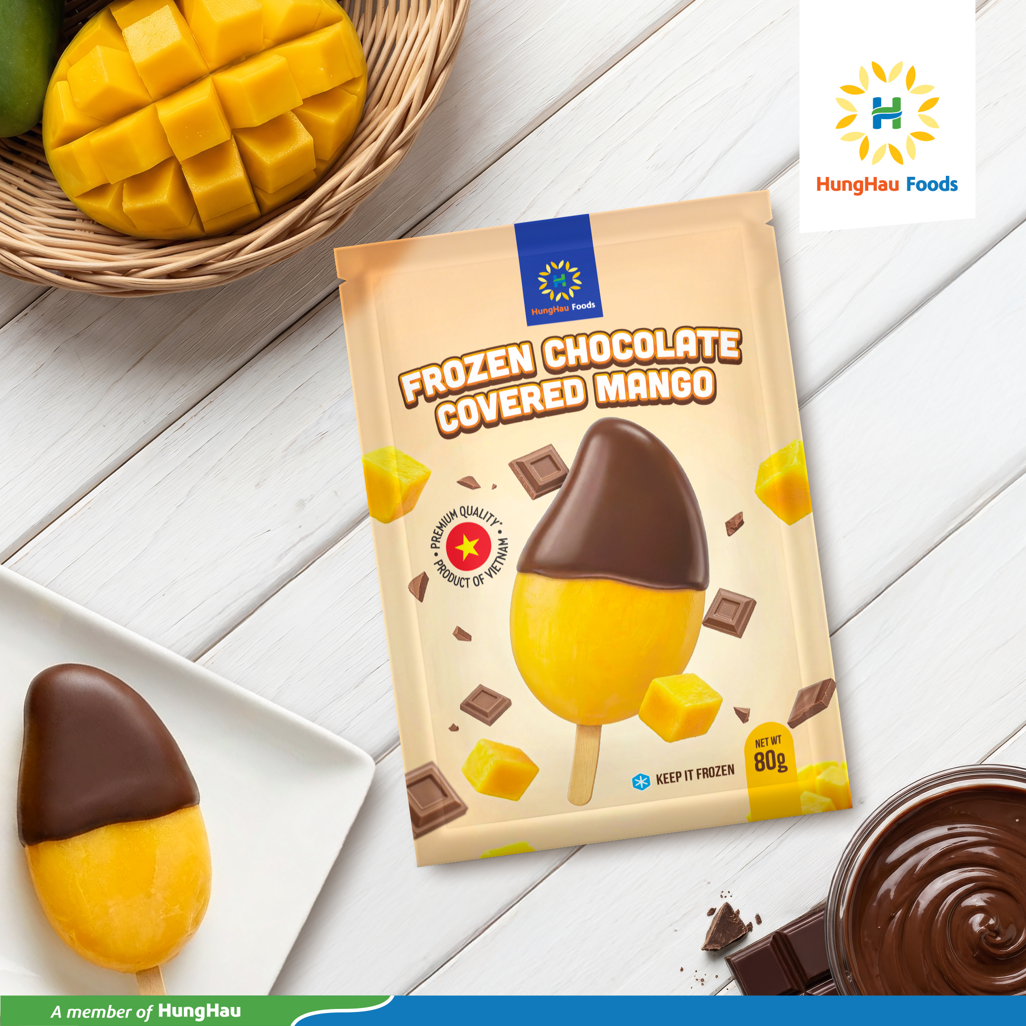 Frozen chocolate covered Mango HungHau Foods
