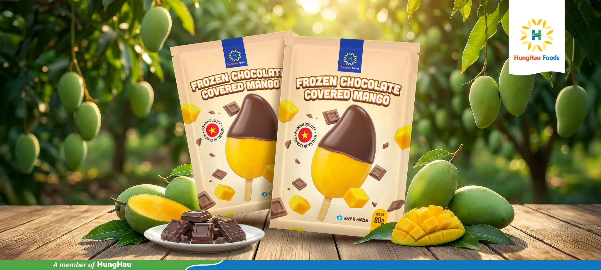 Xoài que nhúng socola đông lạnh