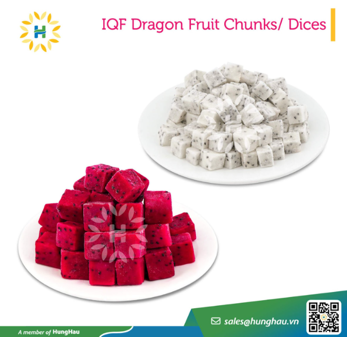 Thanh long cắt dice HungHau Foods 