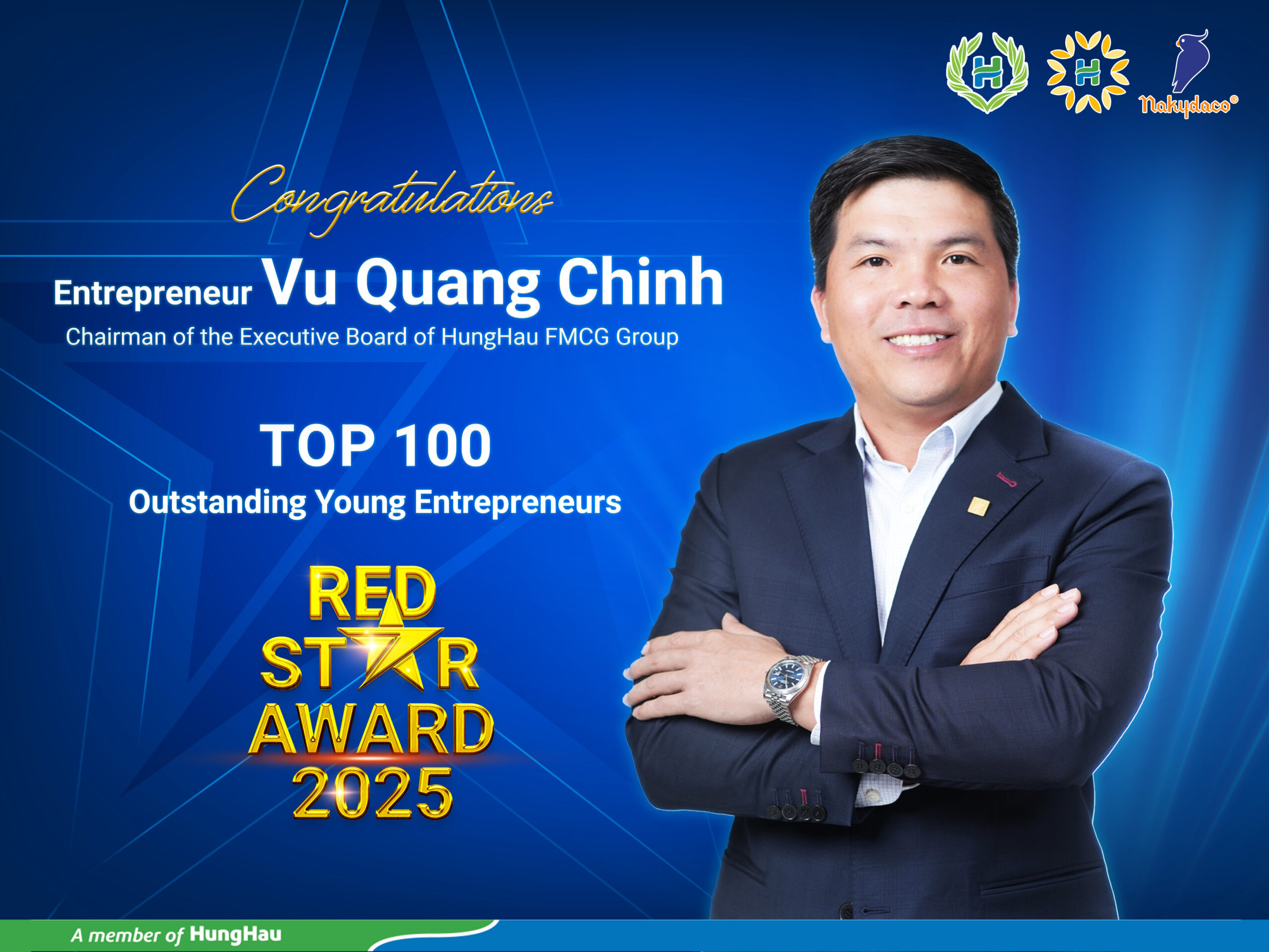 Congratulations to Mr. Vu Quang Chinh – Chairman of the Board of Directors of HungHau Agricultural – on being awarded the Red Star Award 2025.