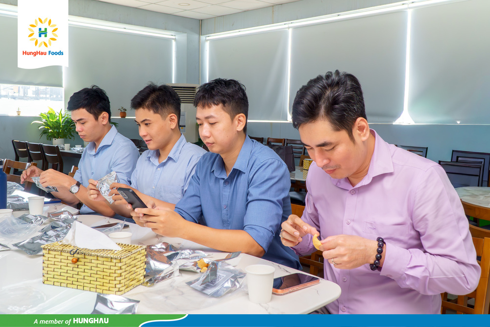 HungHau Foods employees conducted a sensory evaluation of OCHAO’s new snack flavor samples.
