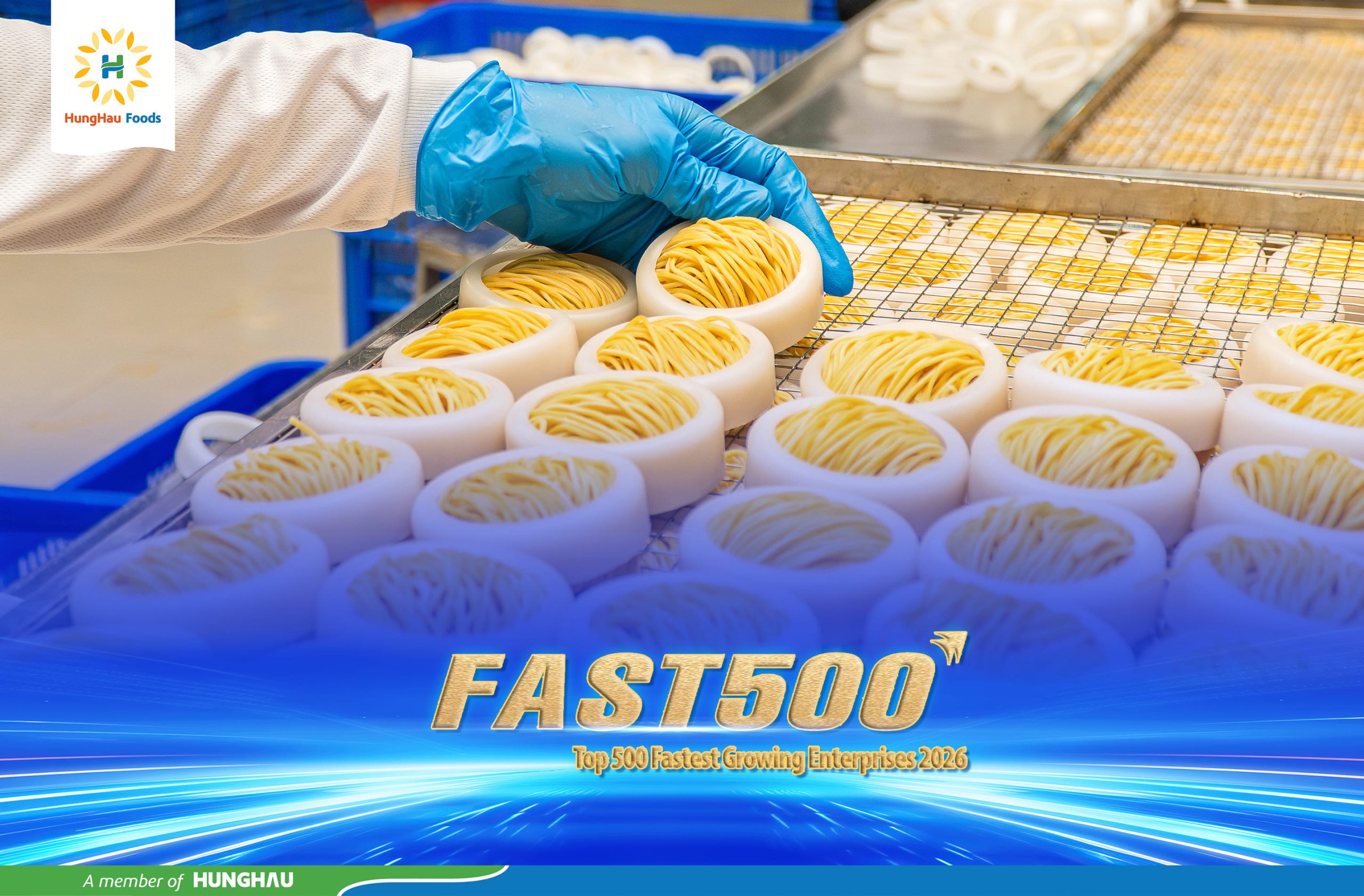 Sản xuất mì trứng gà hảo hạng Happy Noodles tại nhà máy của HungHau Foods