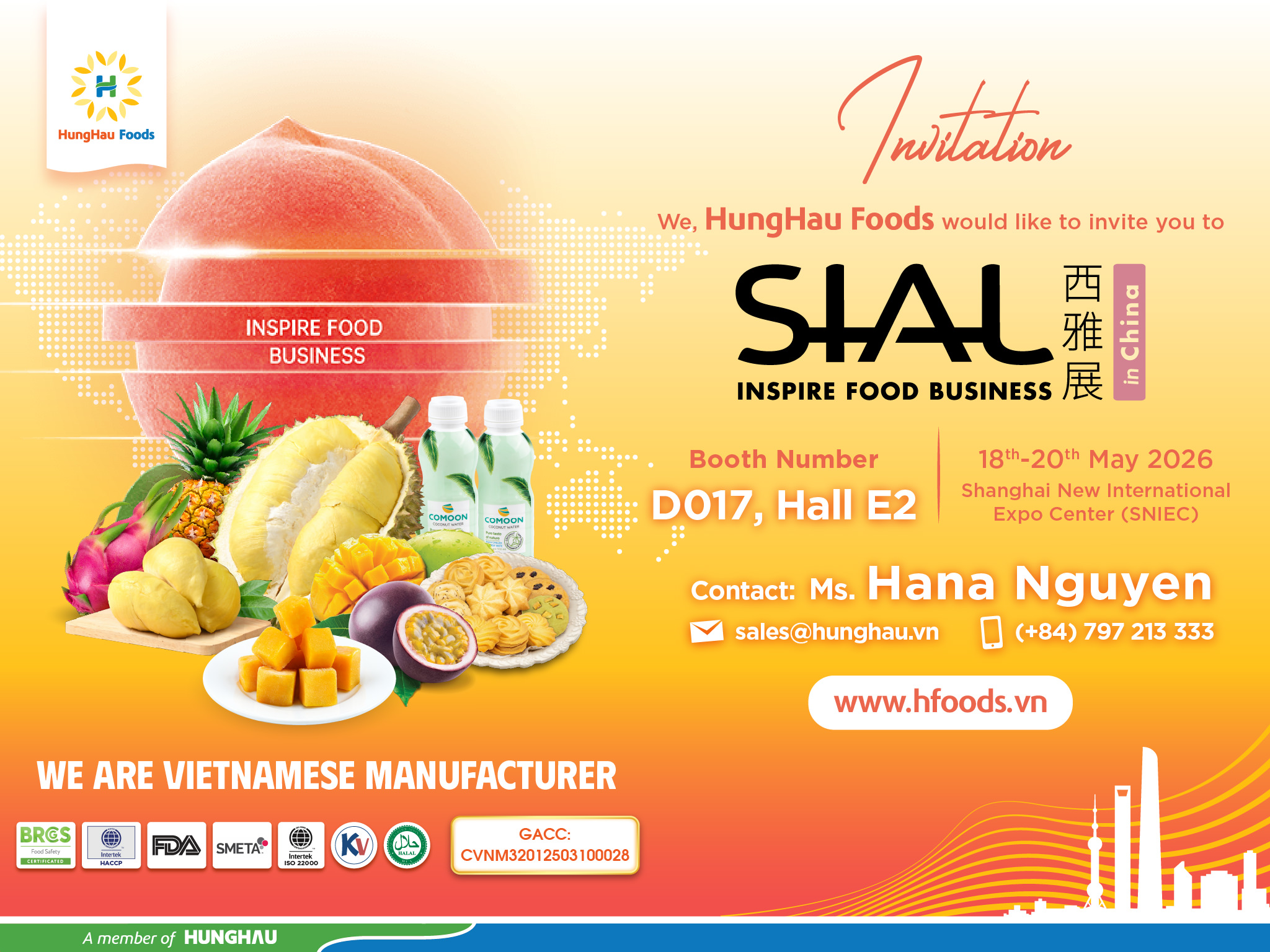 HUNGHAU FOODS TẠI SỰ KIỆN SIAL SHANGHAI 2026